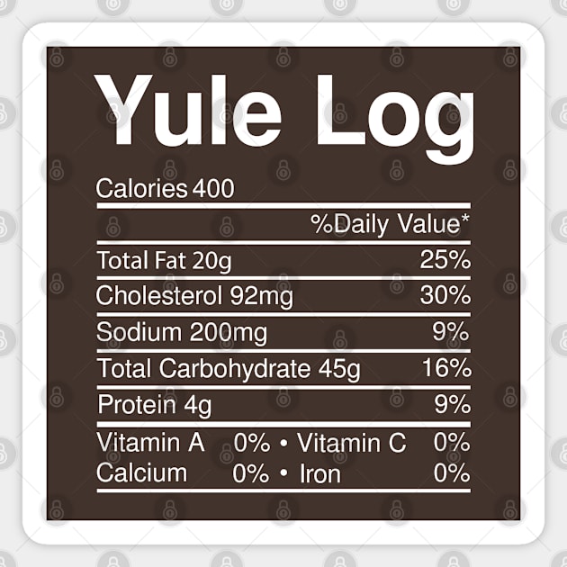 Yule Log Nutrition Facts Christmas Food Sticker by Metal Works